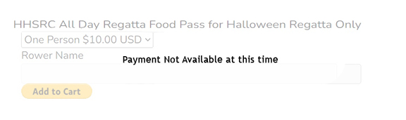 Halloween Regatta food payment closed