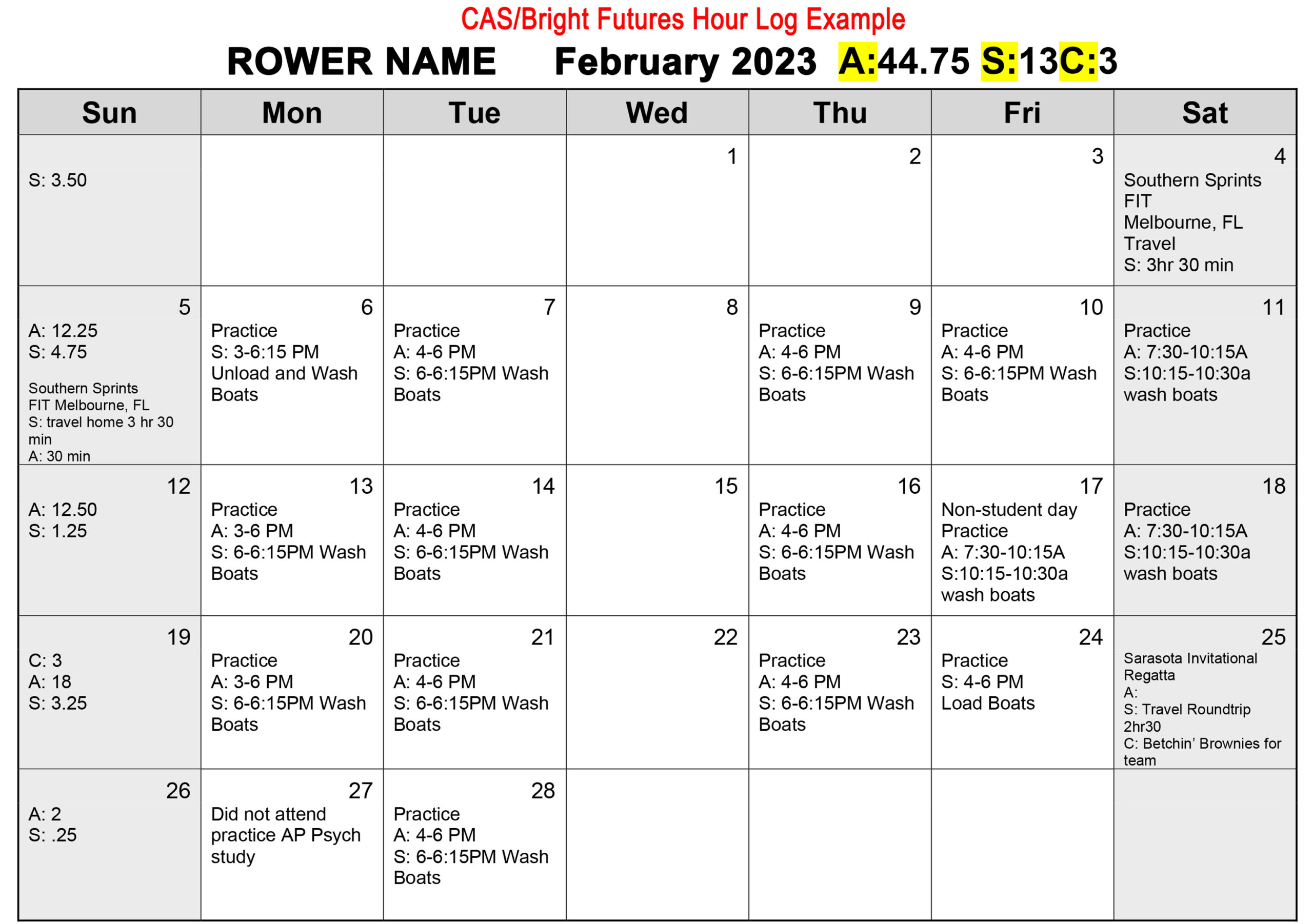 Crew Log Example Crew Log Example